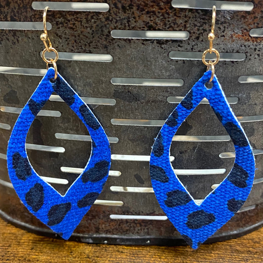 Blue Animal Print Dangle  Earrings