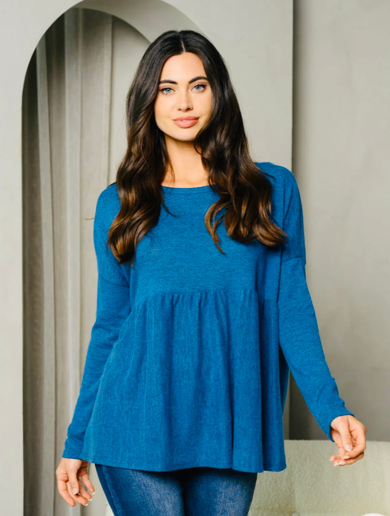 Teal Baby Doll Tunic Top