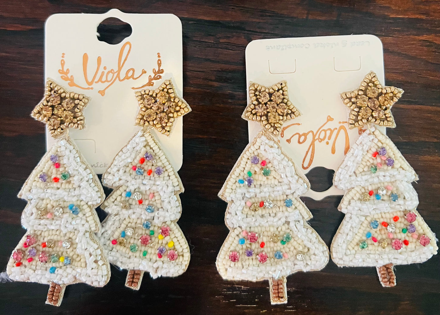 White Christmas Tree Earrings