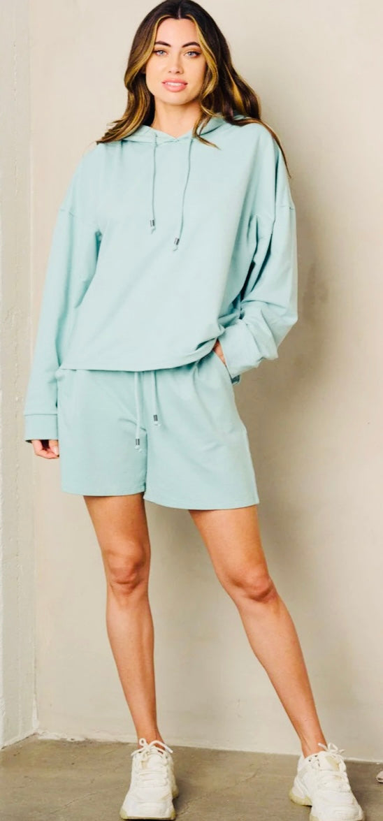 Hooded Sweater and Shorts Set
