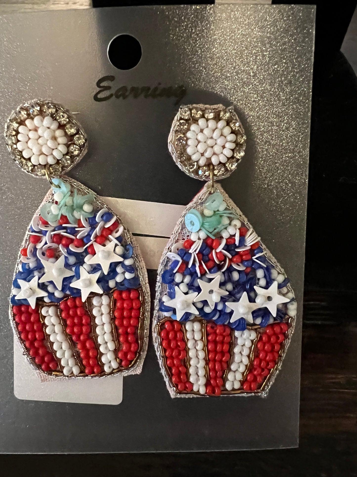 Red, White and Blue Cupcake Earrings
