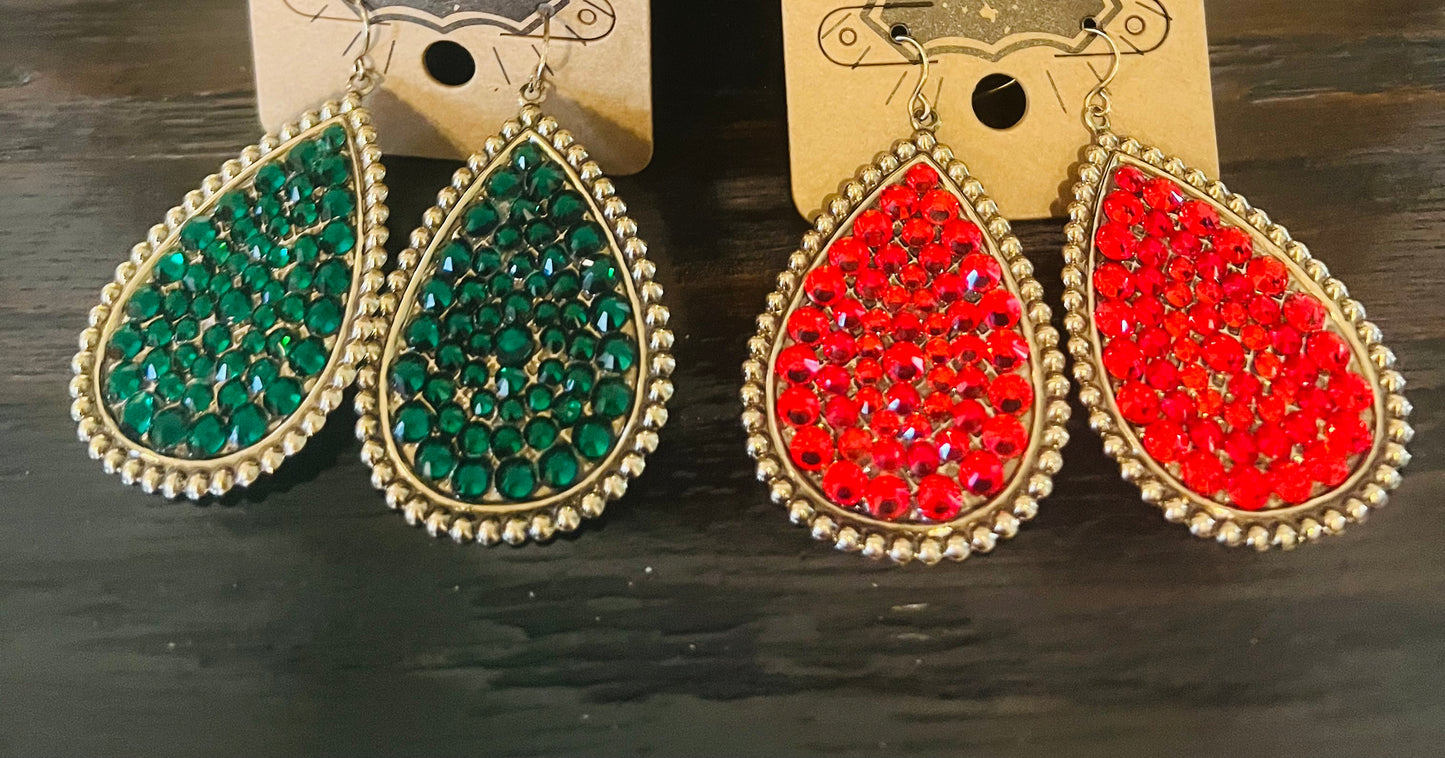 Red and Green Sparkle Earrings