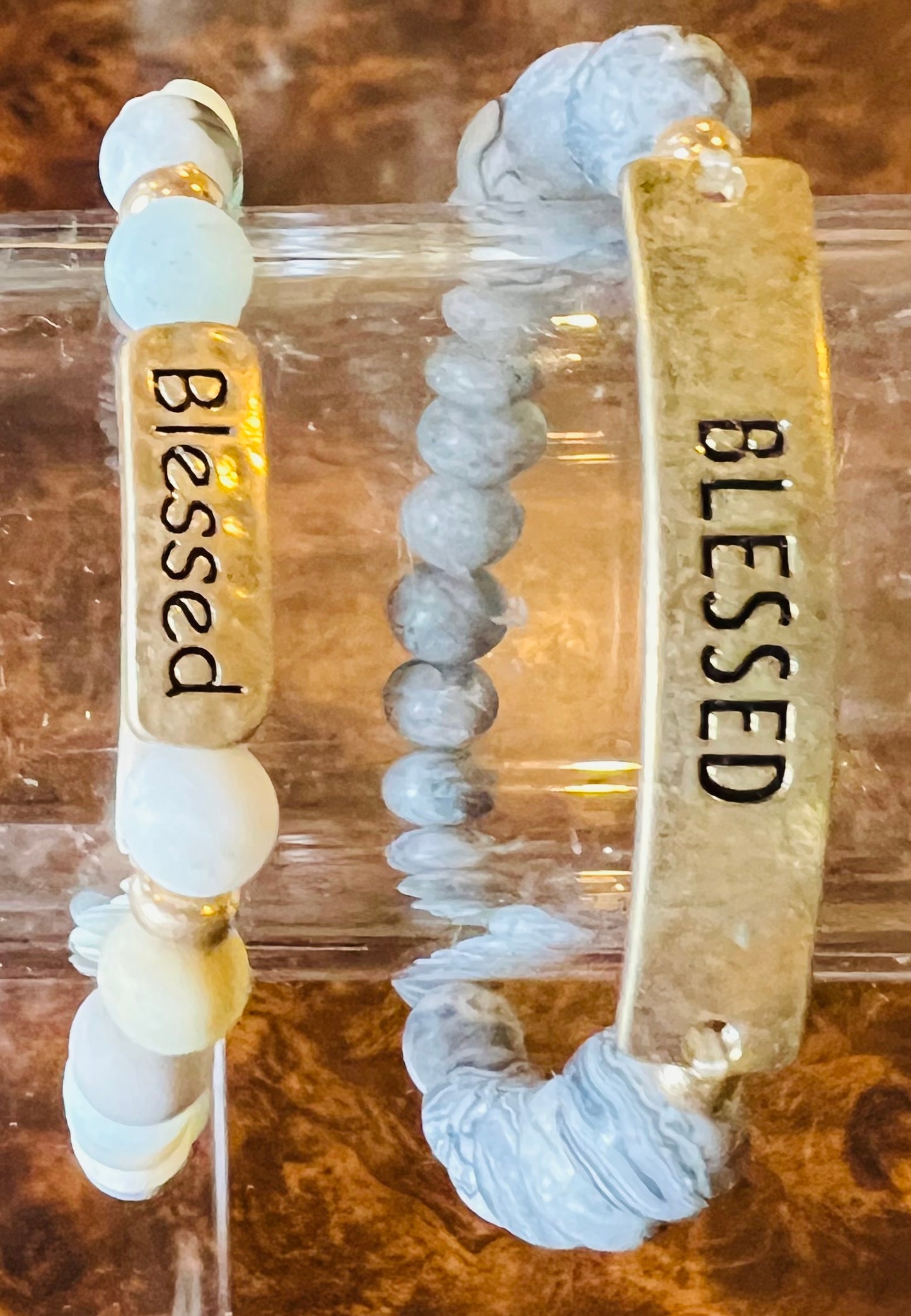 Beaded Bracelet with Gold "Blessed"