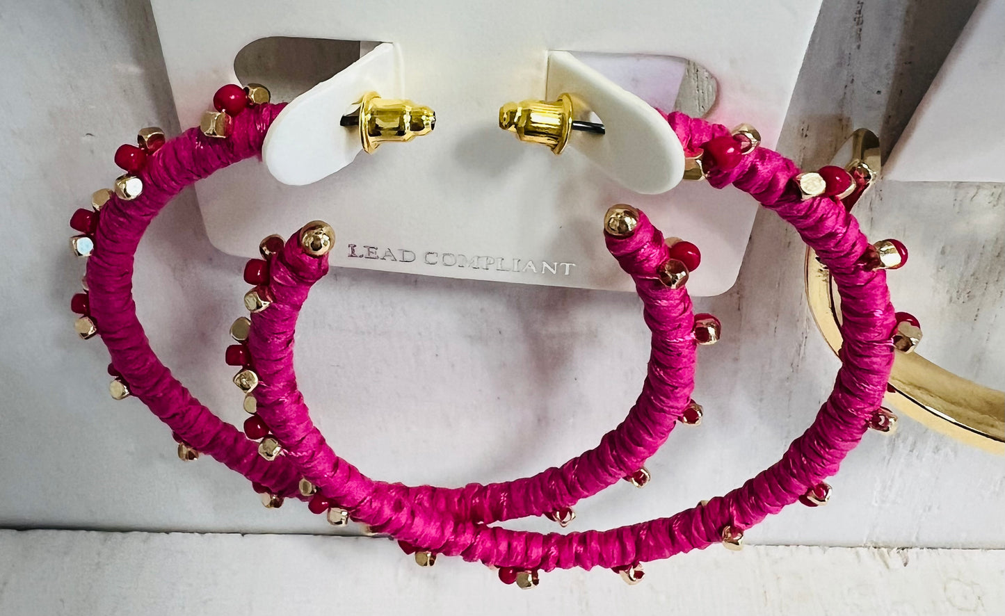 Pink Hoops with Gold Trim