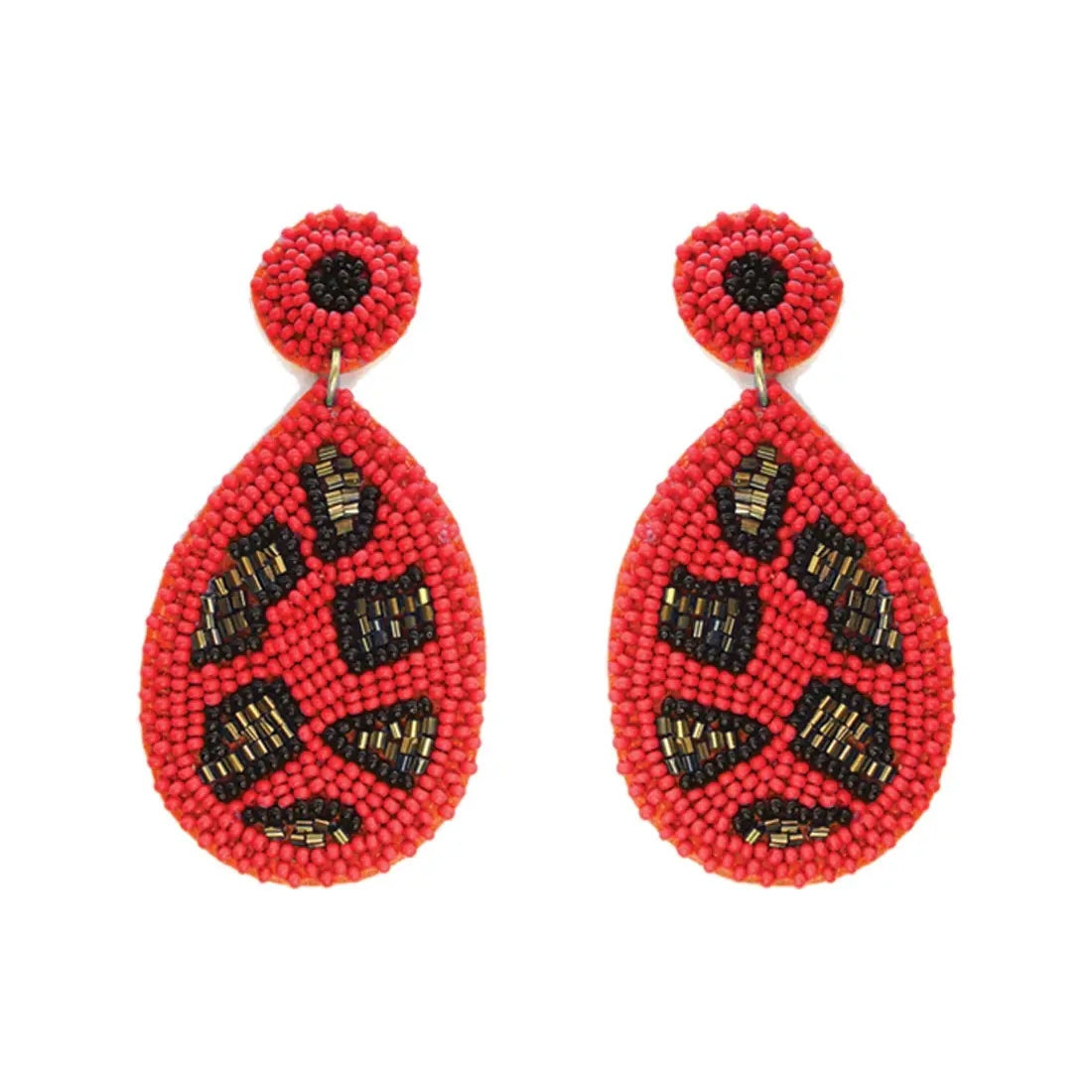 Red Cami Leopard Earrings