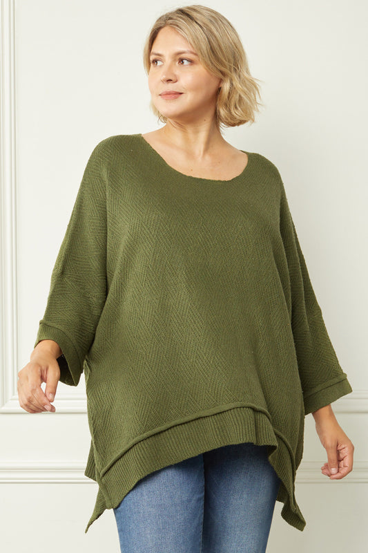 Solid Round Neck 3/4 sleeve Top